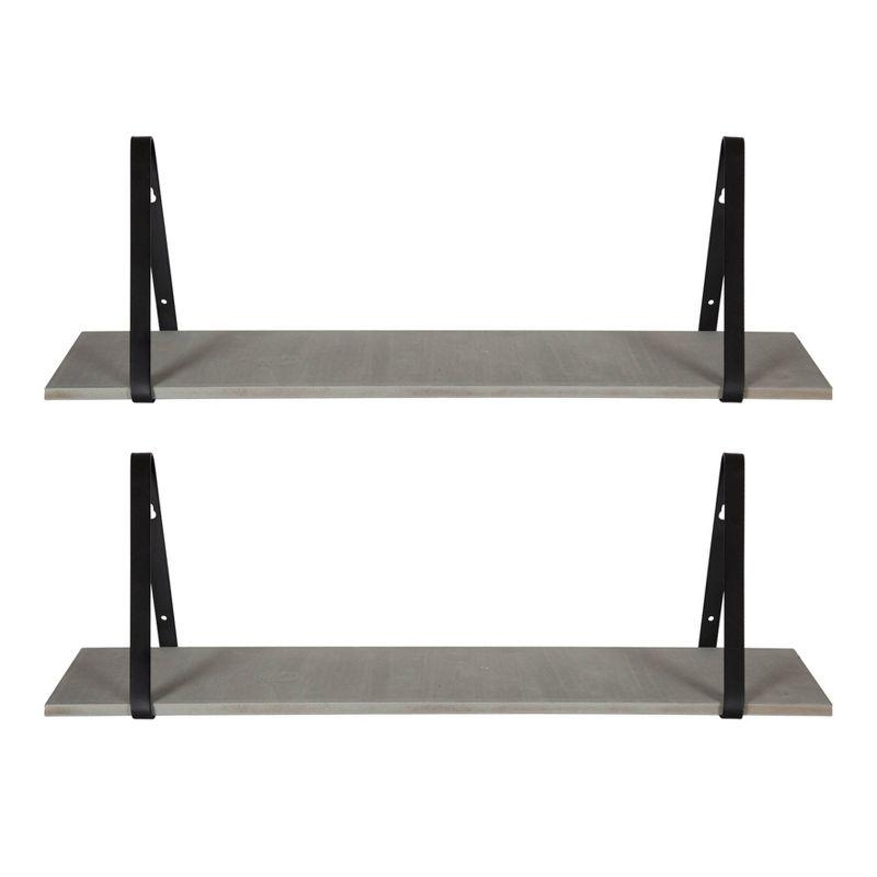 27.5" x 8.2" 2pk Soloman Wooden Shelf Set with Brackets - Kate & Laurel All Things Decor