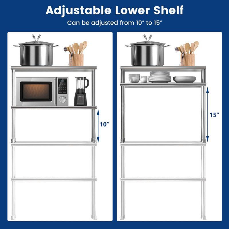 Costway Stainless Steel Table with Overshelves 36'' X 24'' Work Table with 36'' X 12'' Shelf