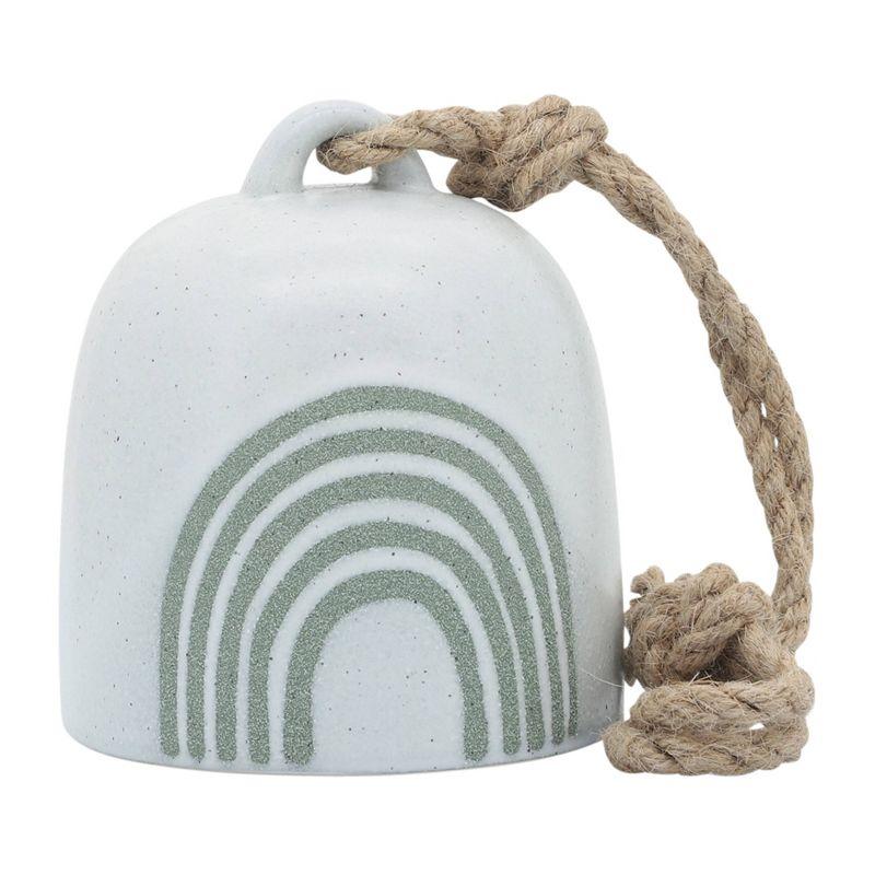 4" Ceramic Hanging Bell Rainbow White/Green - Sagebrook Home: Resin Crafted, No Assembly, Indoor/Outdoor Decor