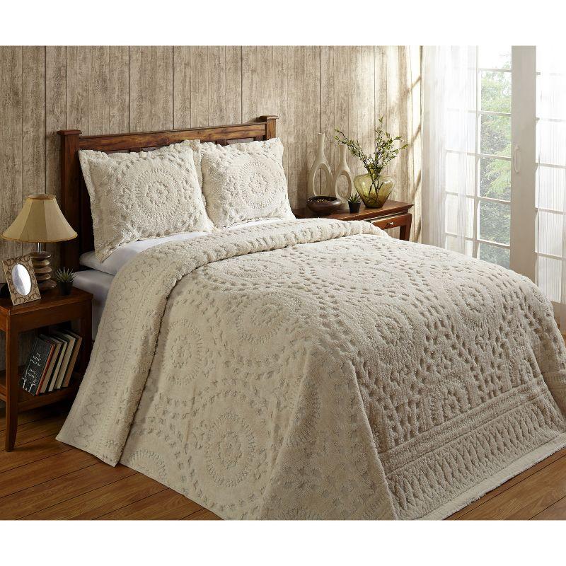 King Rio Collection 100% Cotton Tufted Unique Luxurious Floral Design Bedspread Ivory - Better Trends