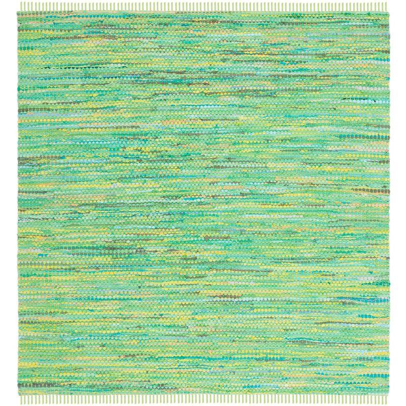 Montauk Green Handwoven Cotton Square Area Rug