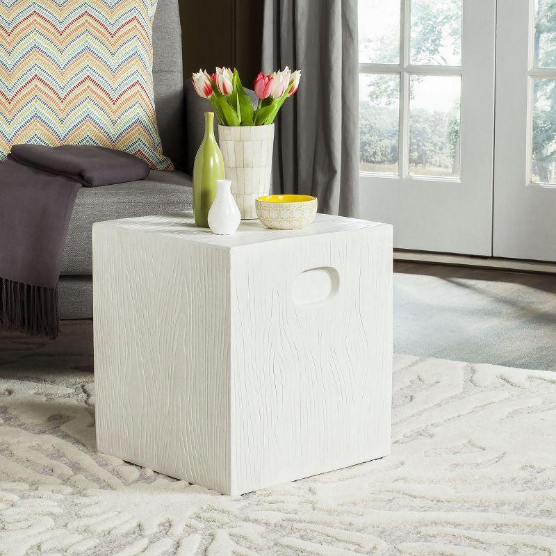 15'' Square Ivory Concrete Modern Accent Stool