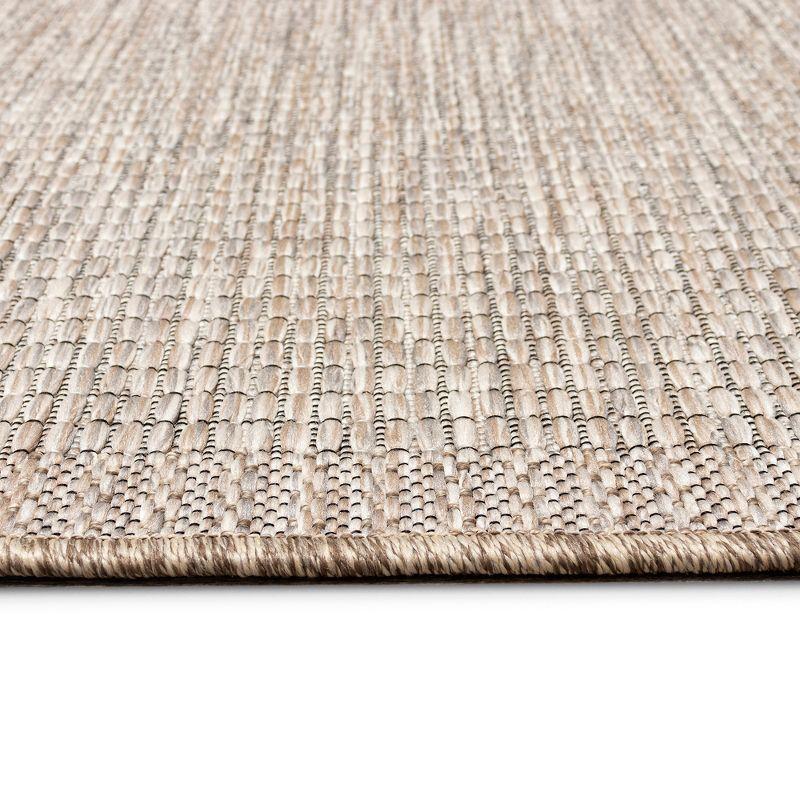 Ivory Basketweave Stripe Flatwoven Synthetic Indoor/Outdoor Rug