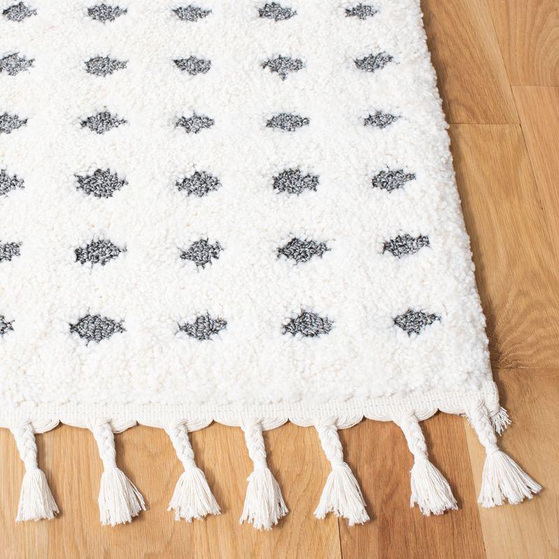 Moroccan Tassel Shag MTS690 Power Loomed Indoor Accent Rug - Ivory/Grey - 4'x6' - Safavieh