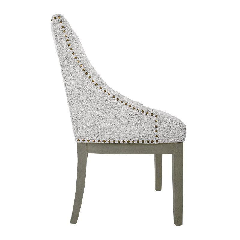 HomePop Upholstered Side Chair Neutral: Polyester Armless Accent Chair, Swoop Back Design, Plywood Frame