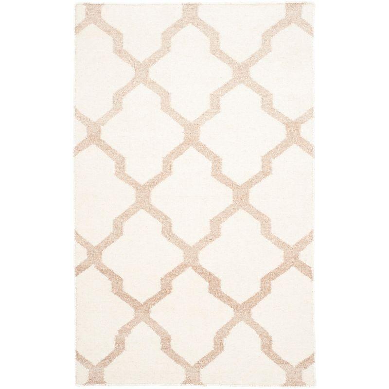 Dhurries DHU645 Hand Woven Flat Weave Indoor Accent Rug - Ivory/Camel - 3'x5' - Safavieh