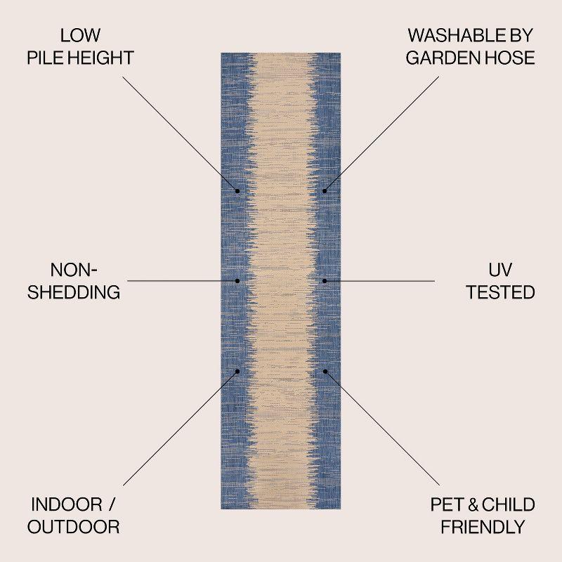 2' x 8' Tavira Modern Strie' Indoor/Outdoor Runner Rug, Blue/Beige - JONATHAN Y