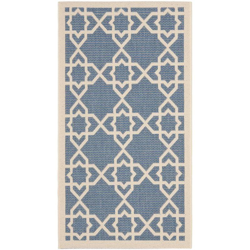 Courtyard CY6032 Power Loomed Indoor and Outdoor Accent Rug - Blue/Beige - 2'x3'7" - Safavieh