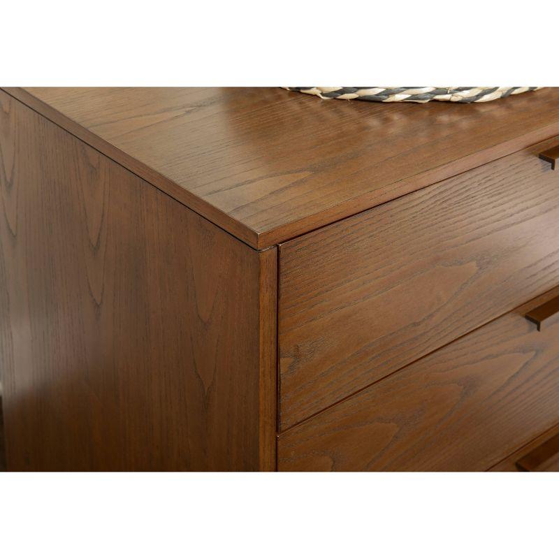 Linon Reid Mid-Century Modern 4 Drawer Wood Chest Dresser Walnut: Veneer Finish, Metal Hardware, Includes Anti-Tip Kit