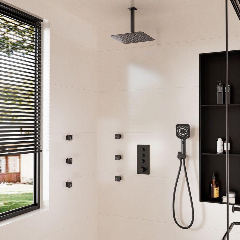 3 Functions 12 Inch Ceiling Mounted Thermostatic Shower System with 6 Body Jets