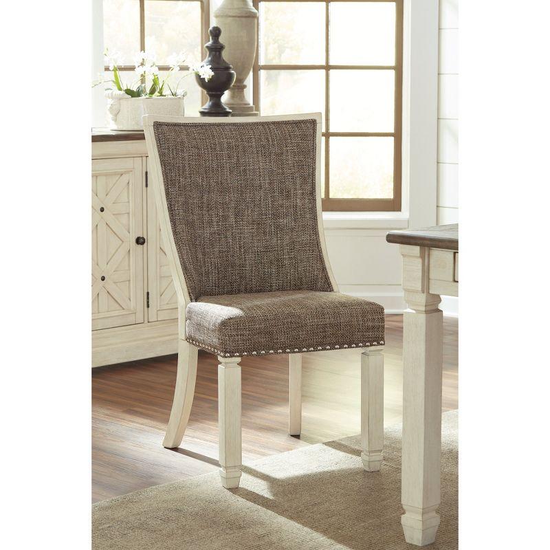 Signature Design by Ashley Bolanburg Modern Farmhouse Upholstered Dining Chair, Set of 2, Brown