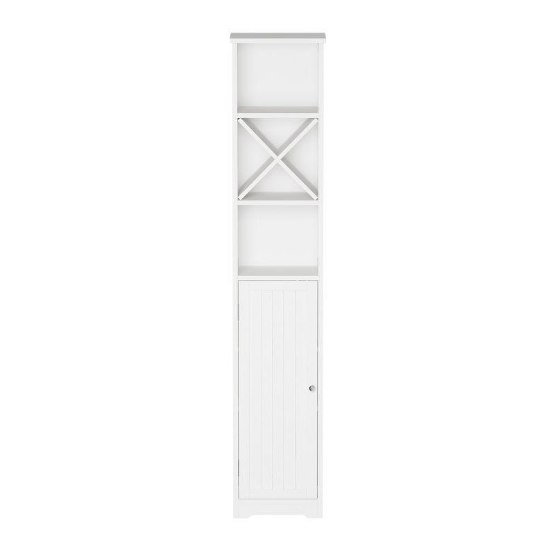 Hastings Home 67-Inch Tall Linen Tower Cupboard with Cubbyhole Divider and Adjustable Shelves