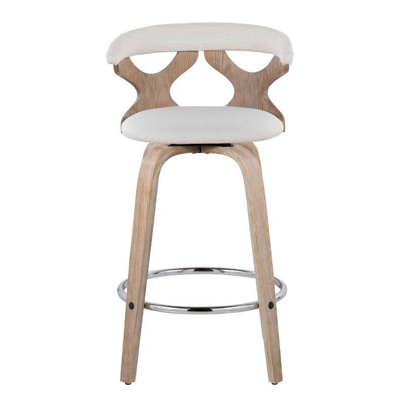 Set of 2 Gardenia Counter Height Barstools White Wash/Cream/Chrome - LumiSource