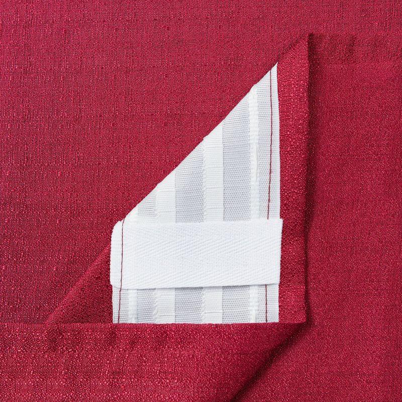 Chanasya 2pk Faux Belgian Flax Semi Sheer Window Curtain Panels - Set of 2 - 52 x 63 Inches Long - Maroon