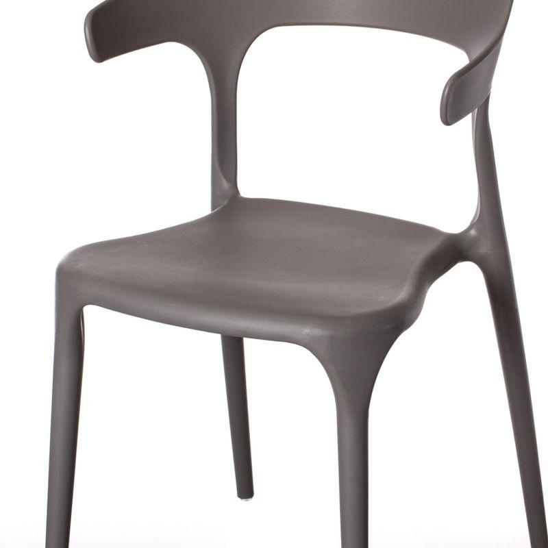 Fabulaxe Modern Plastic Outdoor Dining Chair with Open U Shaped Back