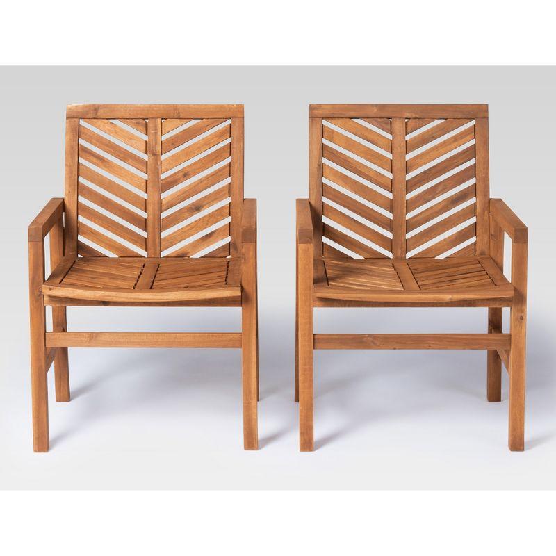 2pk Slatted Chevron Acacia Wood Patio Chairs - Saracina Home