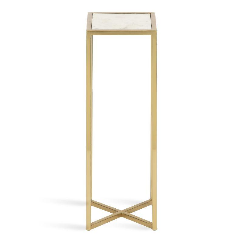 Jaspur Gold Finish Square Metal and Marble Accent Table