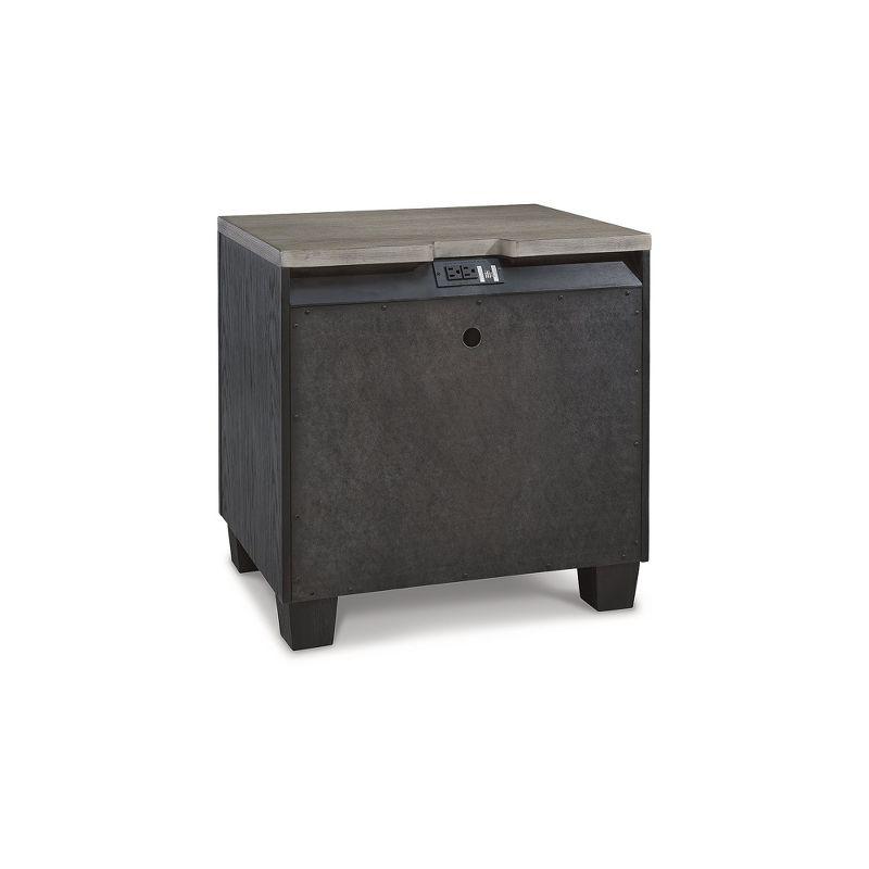 27" Black and Brown Oak 2-Drawer Nightstand