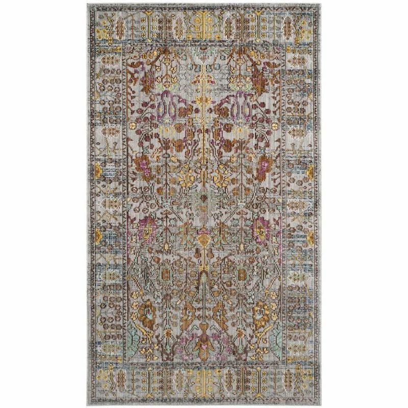 Grey Multi Synthetic Hand-knotted Rectangular Area Rug