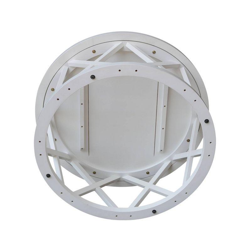 40" Ceylon Round Coffee Table White - International Concepts: Solid Wood, Parawood Material, 18" Height