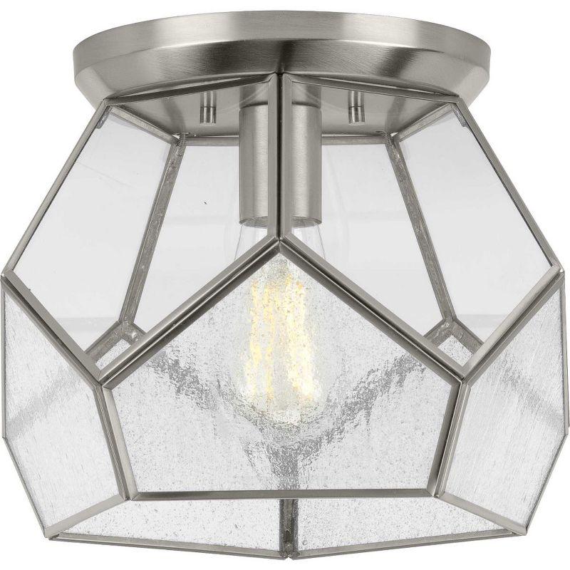 Progress Lighting Cinq 1-Light Flush Mount, Antique Bronze, Glass Shade