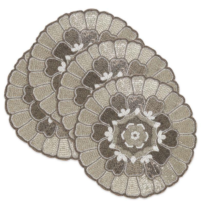 Saro Lifestyle Saro Lifestyle Round Table Mats With Floral Design (Set of 4)