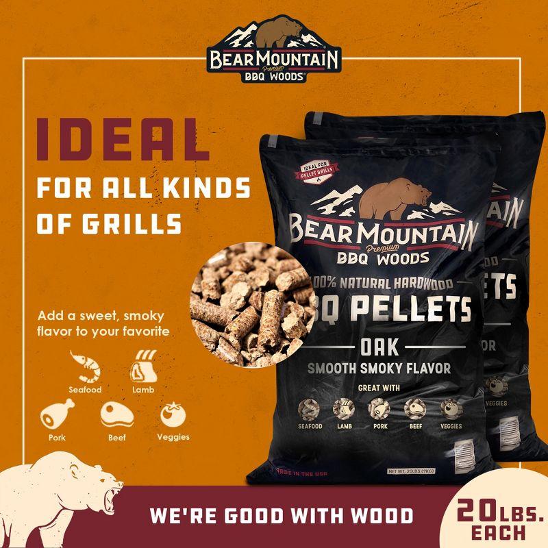 Bear Mountain BBQ Premium All Natural Hardwood Red and White Oak Wood Chip Pellets for Outdoor Gas, Charcoal, and Electric Grills, 20 Pounds (2 Pack)