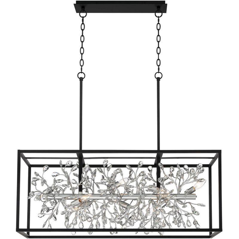 Possini Euro Design Carrine Black Silver Linear Pendant Chandelier 38 1/2" Wide Modern Clear Crystal 8-Light Fixture for Dining Room Kitchen Island