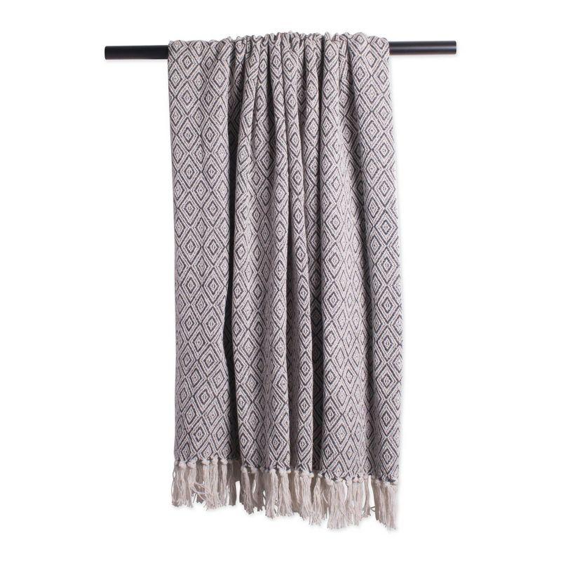 50"x60" Fields of Diamond Throw Blanket Dark Gray - Design Imports: Hypoallergenic, Machine Washable