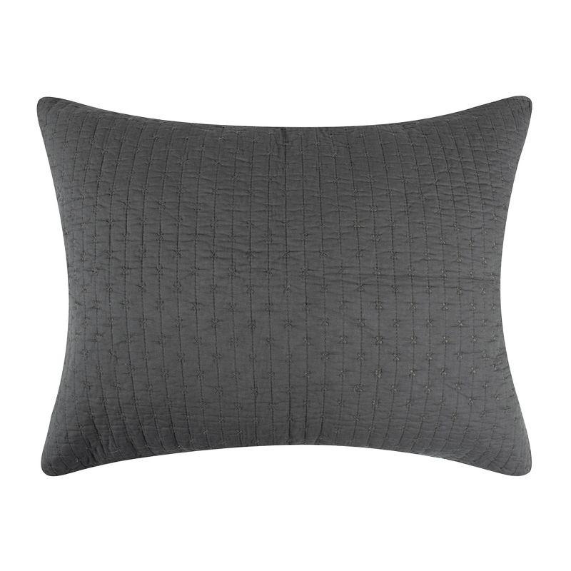 Charcoal Cotton Cross Stitch Standard Sham