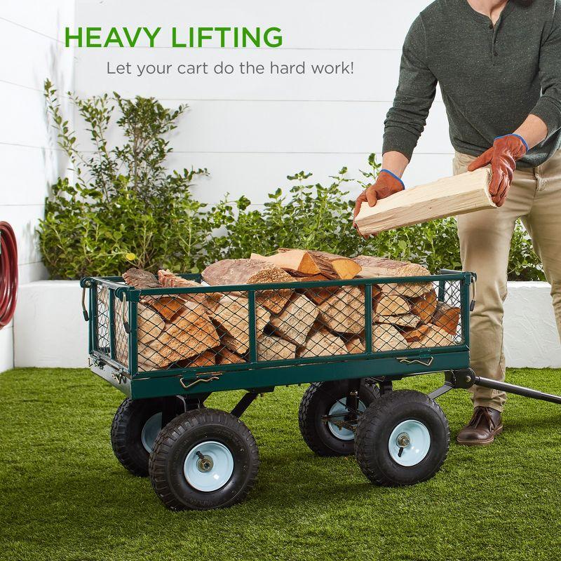 Best Choice Products Heavy-Duty Steel Garden Wagon Lawn Utility Cart w/ 400lb Capacity, Removable Sides, Handle