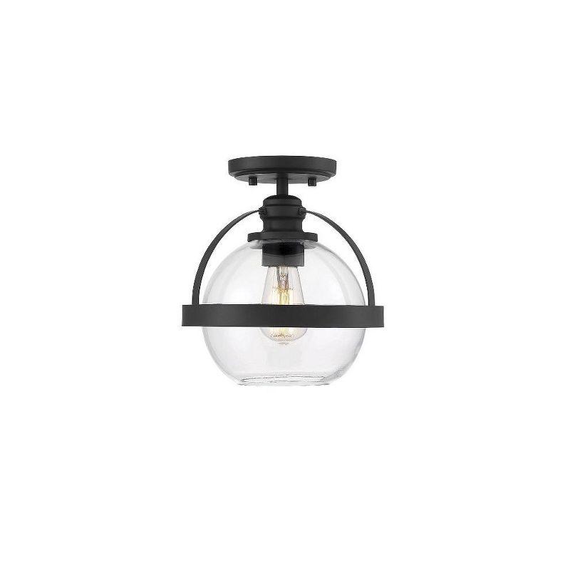 Warm Brass Globe Ceiling Light with Clear Glass Orb