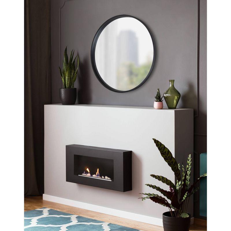 Travis 31.5" Black Round Wood Wall Mirror