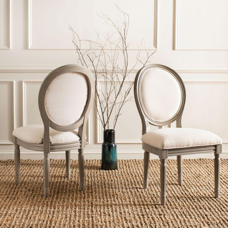 Holloway 19" H French Brasserie Oval Side Chair (Set of 2) - FOX6228 - Light Beige/Rustic Grey - Safavieh Couture