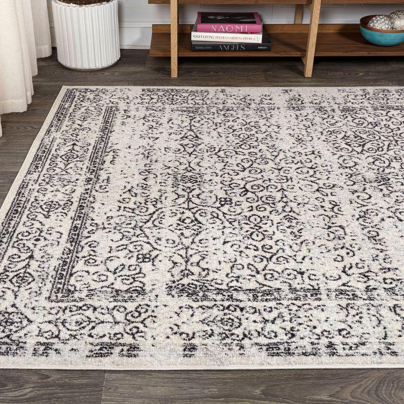 4'x6' Ferro Filigree Charcoal Black and White Area Rug, Gray/Black - JONATHAN Y