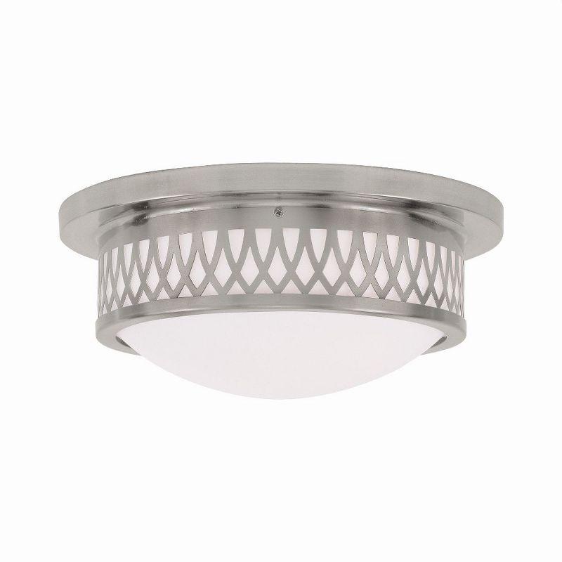 Westfield Brushed Nickel 2-Light Flush Mount with Satin Glass