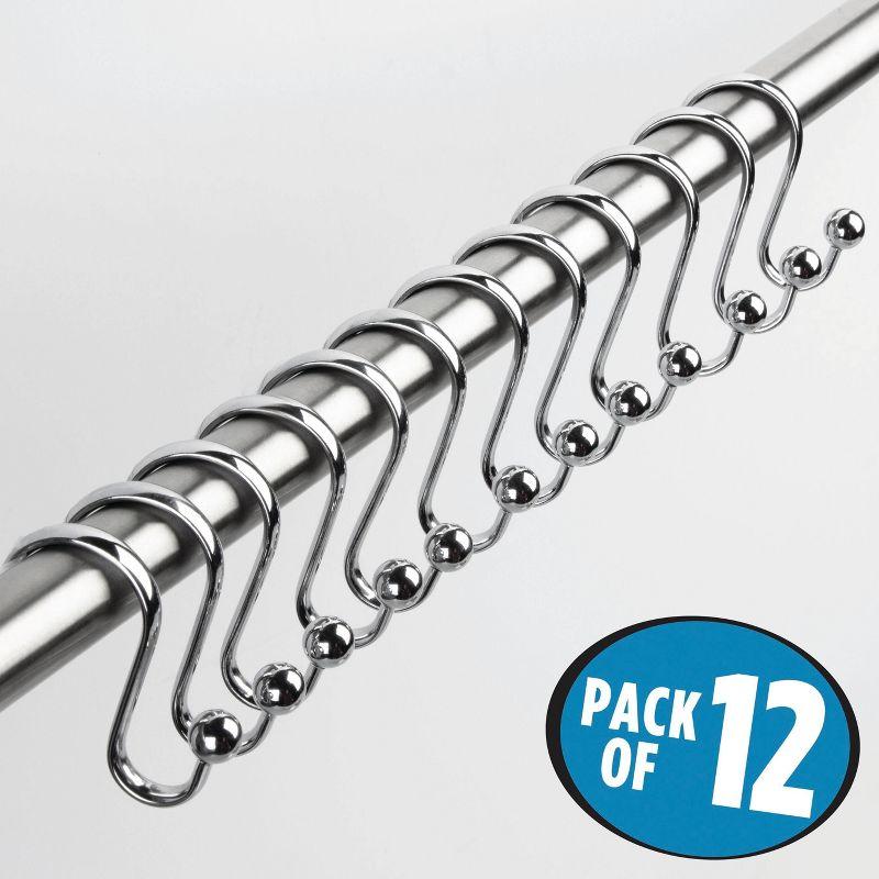 Chrome Steel Minimalist Shower Curtain Hooks Set of 12