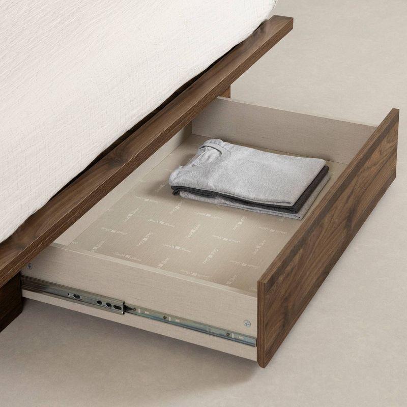 South Shore Full/Queen Musano Platform Bed Set Brown/Natural Walnut: Laminated Particle Board, No Box Spring Needed