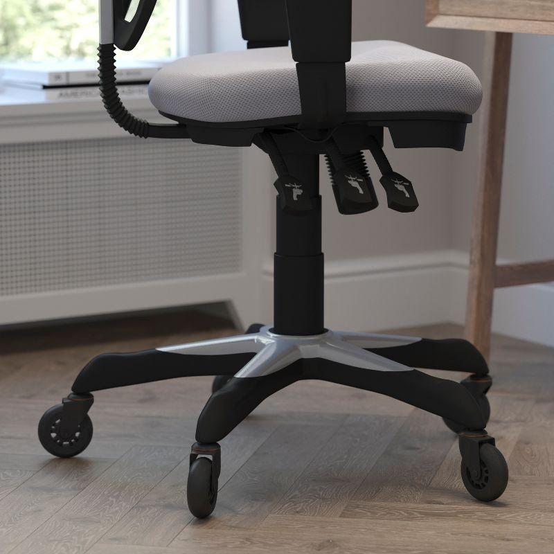 Flash Furniture Nicholas Mid-Back Gray Mesh Multifunction Executive Swivel Ergonomic Office Chair with Adjustable Arms and Transparent Roller Wheels