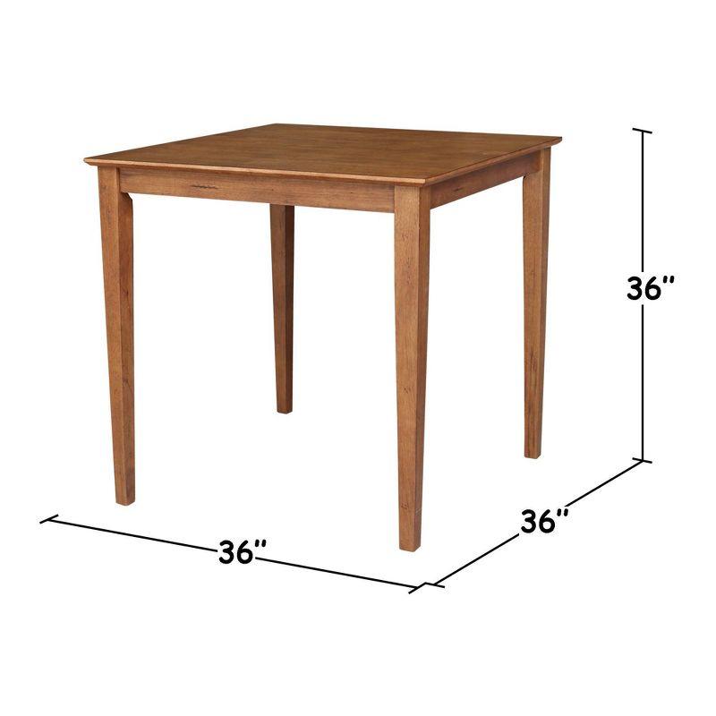 3pc 36"x36" Solid Wood Counter Height Dining Table Set with 2 X-Back Stools Distressed Oak - International Concepts: Hardwood, Rubberwood