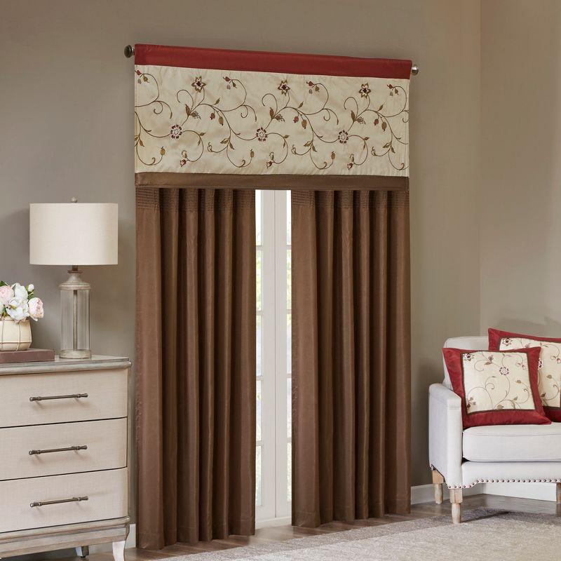 Madison Park Serene Floral Embroidered 50'' W Single Window Valance