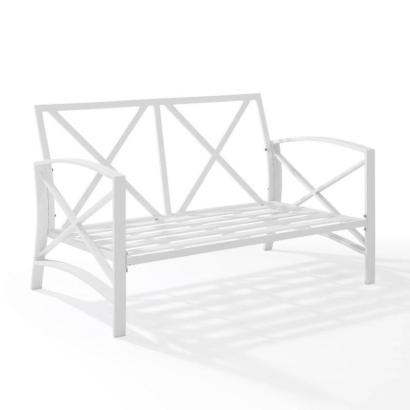 Gray and White Steel Outdoor Loveseat with Cushions