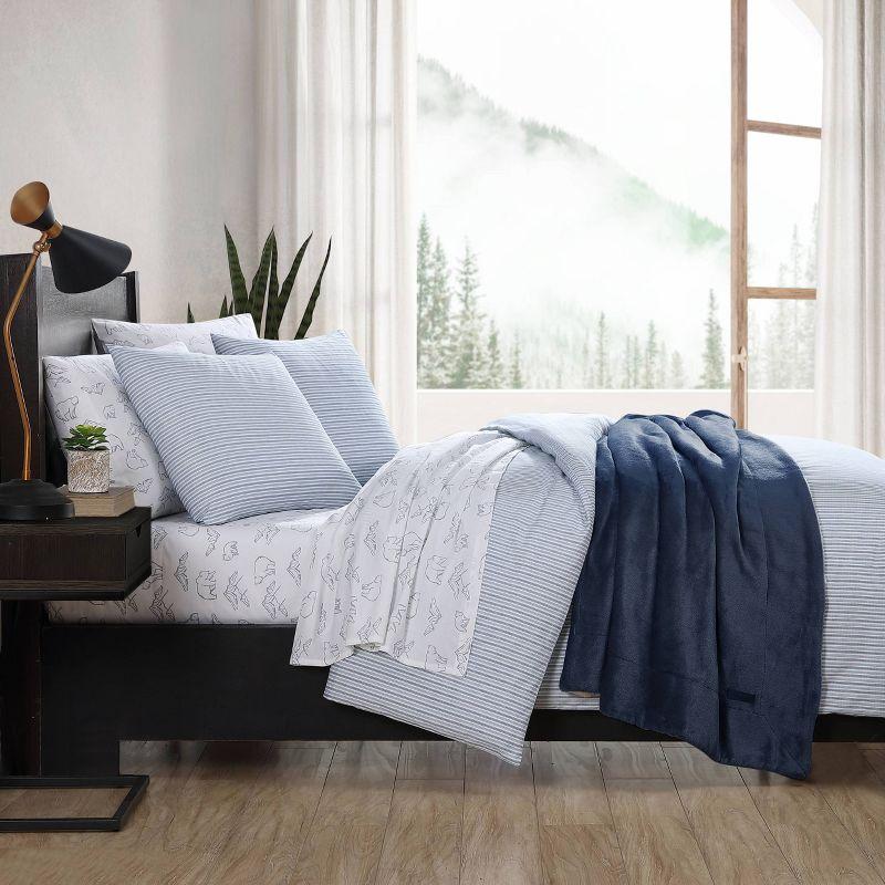 Eddie Bauer Eddie Bauer Ticking Stripe Navy Cotton Percale Duvet Cover Set
