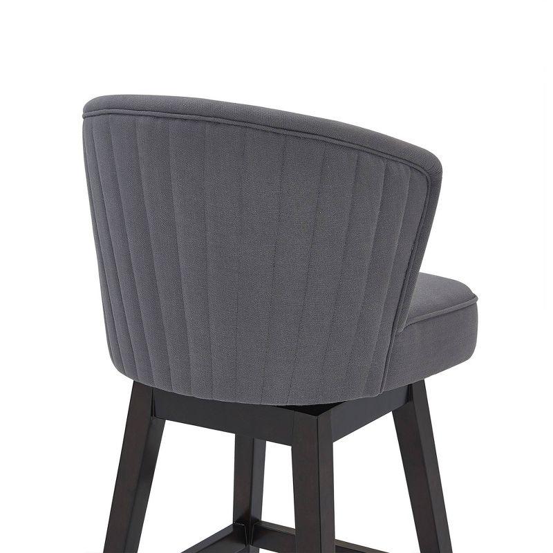 Contemporary Gray Fabric Swivel Counter Stool with Espresso Wood Base