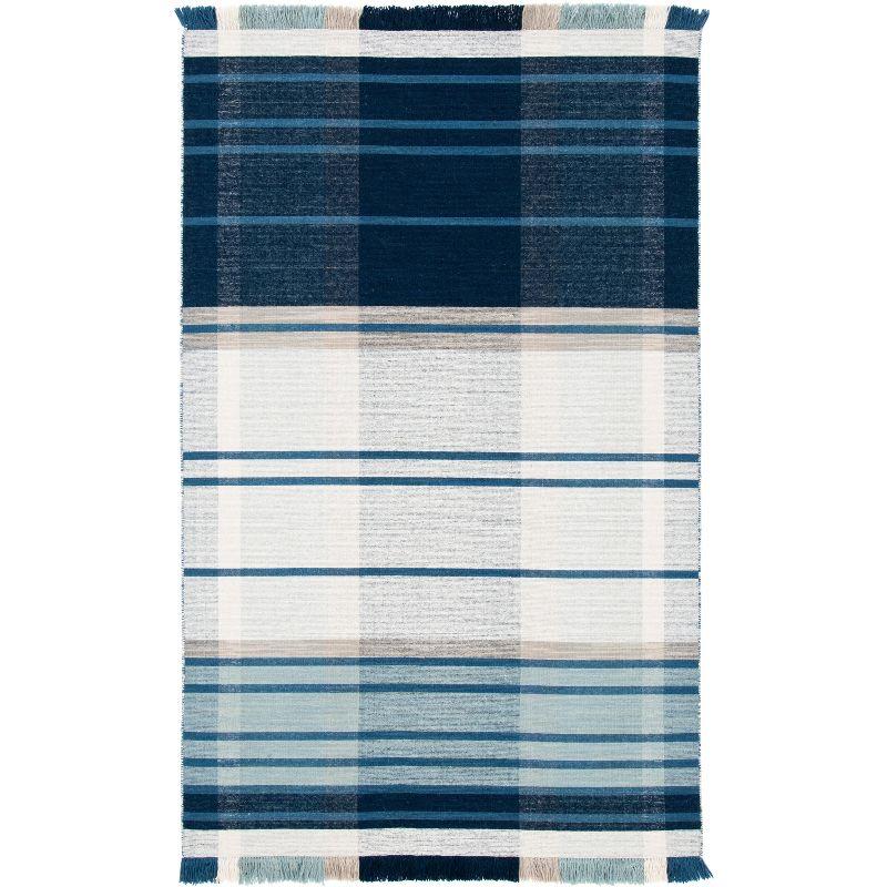 Striped Kilim STK707 Hand Woven Area Rug - Blue/Beige - 3'x5' - Safavieh.