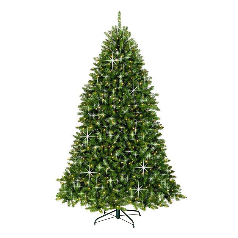 7.5ft Pre-lit Green Fir Artificial Christmas Tree with LED Lights