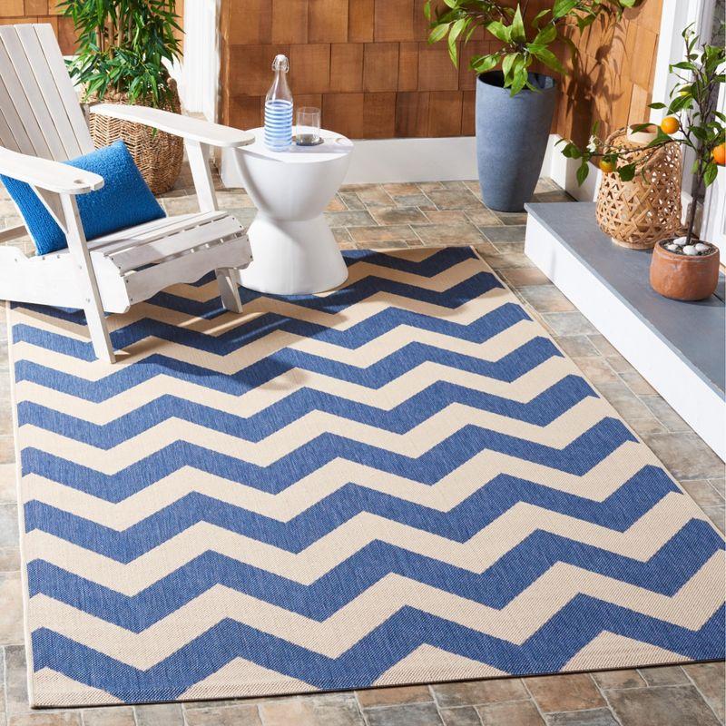 Reversible Chevron Flat-Woven Indoor/Outdoor Rug 5' x 7', Blue/Beige