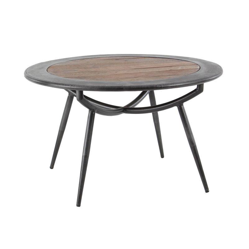 30" Gray Round Wood and Metal Coffee Table