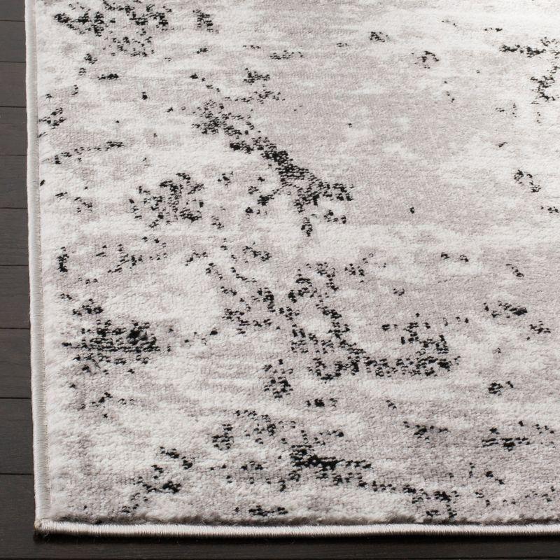 Reversible Gray Abstract Hand-Knotted Synthetic Area Rug 5'1" x 7'6"