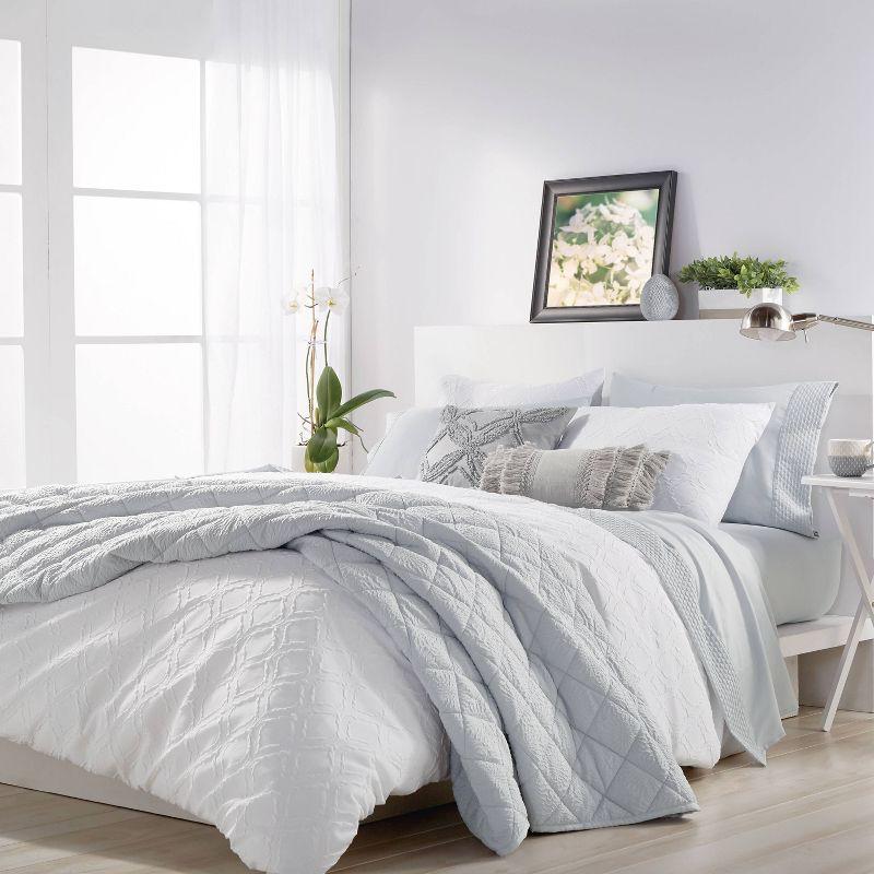 Ogee Solid  Duvet Set White - Microsculpt